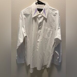 Rare Vintage 80s Diamante Mens White Single Needle Stitch Shirt Purple Bolt XL